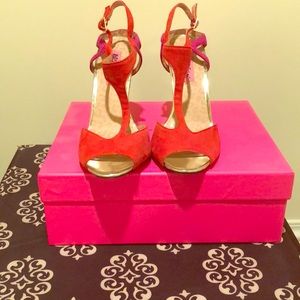 Betsy Johnson Coral Color Block Sandals